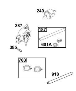 Fuel Supply Group Diagram and Parts List for 40N877-0088-G1  Briggs and Stratton Engine
